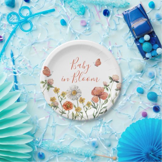 Baby in Bloom Wildblume Babydusche Pappteller (Party)
