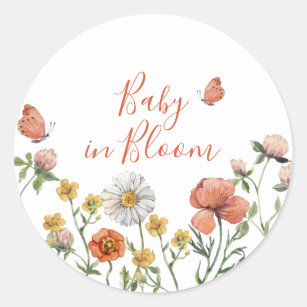 Baby in Bloom Wildblume Babydusche Runder Aufkleber