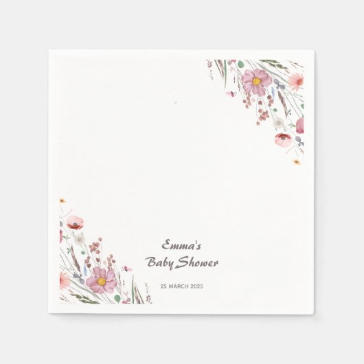 Baby in Bloom Wildblume Babydusche Serviette (Vorderseite)