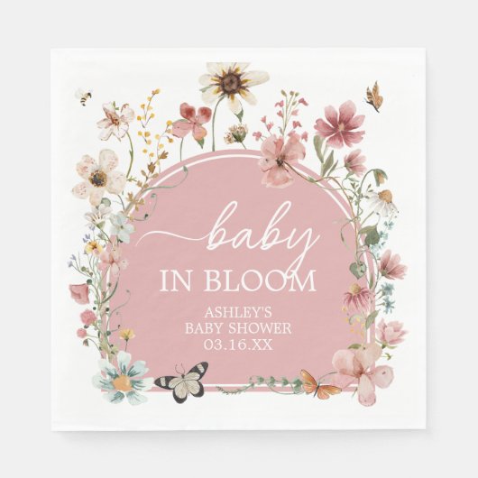 Baby in Bloom Wildblume Babydusche Serviette (Vorderseite)