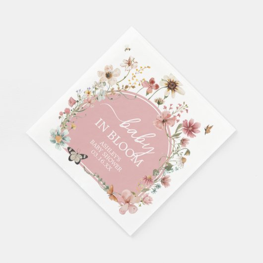 Baby in Bloom Wildblume Babydusche Serviette (Ecke)