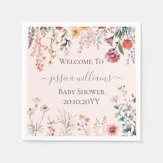 Baby in Bloom Wildblume Babydusche Serviette (Vorderseite)