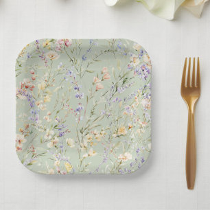 Baby in Bloom Wildblume Babydusche Square Pappteller