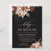 Baby in Bloom Wildblume Black Baby Dusche Einladung (Vorderseite)