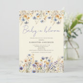 Baby in Bloom Wildblume Bloral Baby Dusche Einladung (Stehend Vorderseite)
