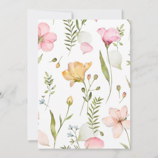 Baby in Bloom Wildblume Bloral Baby Dusche Einladung (Rückseite)