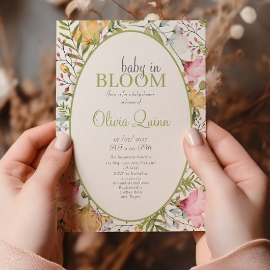 Baby in Bloom Wildblume Bloral Baby Dusche Einladung