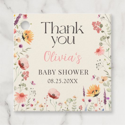 Baby in Bloom Wildblume Bloral Baby Dusche Geschenkanhänger (Vorderseite)