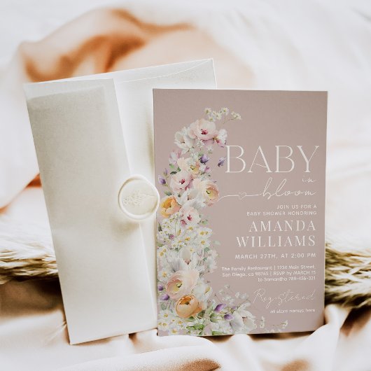 Baby in Bloom Wildblume Boho Baby Girl Shower Einladung