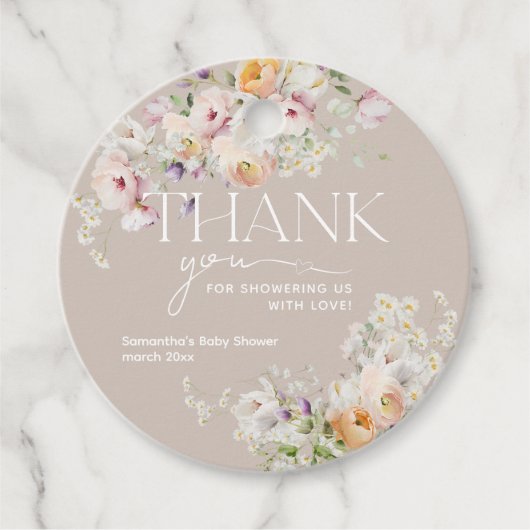 Baby in Bloom Wildblume Boho Kinderdusche Geschenkanhänger (Vorderseite)