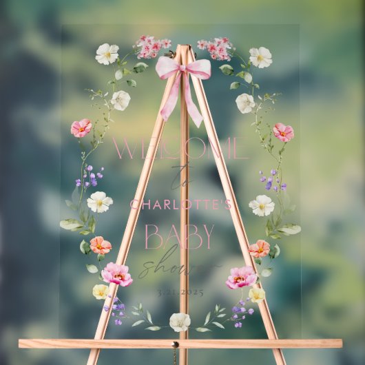 Baby in Bloom Wildblume Bow Kinderdusche Begrüßung Acrylschild (Neutral)
