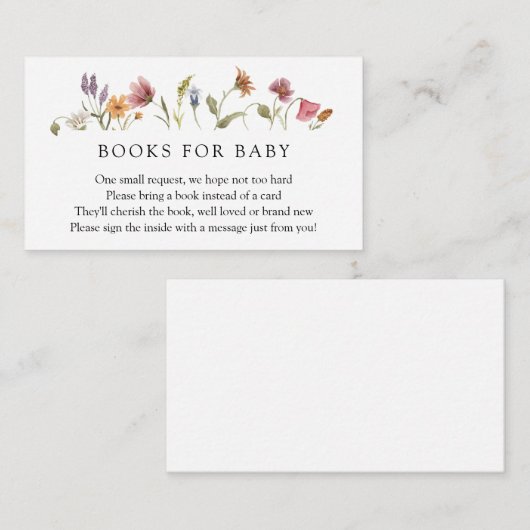 Baby in Bloom Wildblume Bücher für Babyanfrage Begleitkarte (Vorne/Hinten)