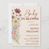 Baby in Bloom Wildblume Burnt Orange Babydusche Einladung (Vorderseite)