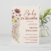 Baby in Bloom Wildblume Burnt Orange Babydusche Einladung (Stehend Vorderseite)