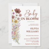 Baby in Bloom Wildblume Burnt Orange Babydusche Einladung (Vorderseite)