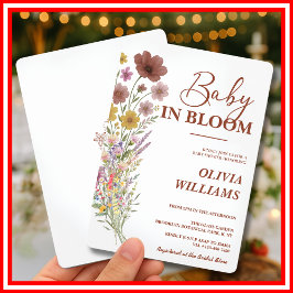 Baby in Bloom Wildblume Burnt Orange Babydusche Einladung