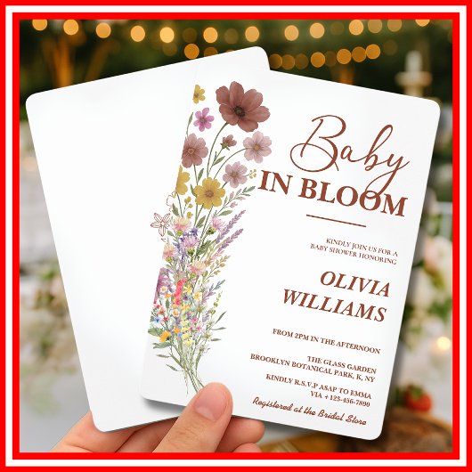 Baby in Bloom Wildblume Burnt Orange Babydusche Einladung