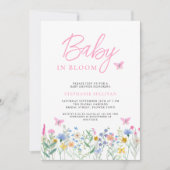 Baby in Bloom Wildblume Butterflies Babydusche Einladung (Vorderseite)