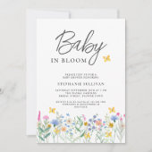 Baby in Bloom Wildblume Butterflies Babydusche Einladung (Vorderseite)