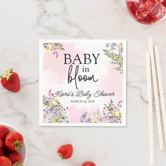 Baby in Bloom Wildblume Cocktail Napkin Serviette (Beispiel)