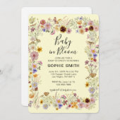 Baby in Bloom Wildblume Dusty Rose Kinderdusche Einladung (Vorne/Hinten)