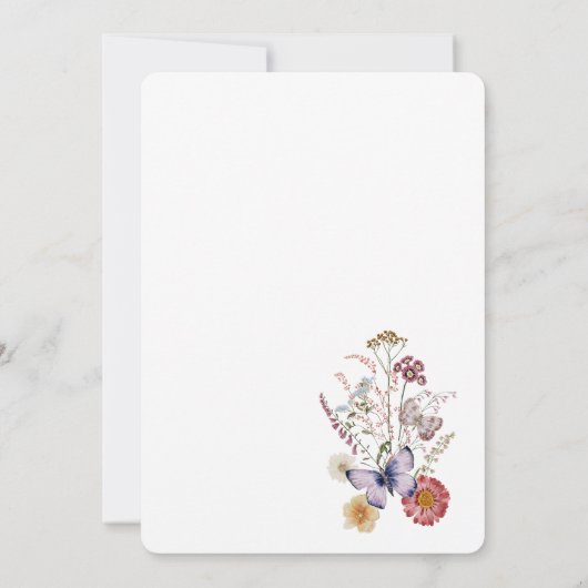 Baby in Bloom Wildblume Dusty Rose Kinderdusche Einladung (Rückseite)