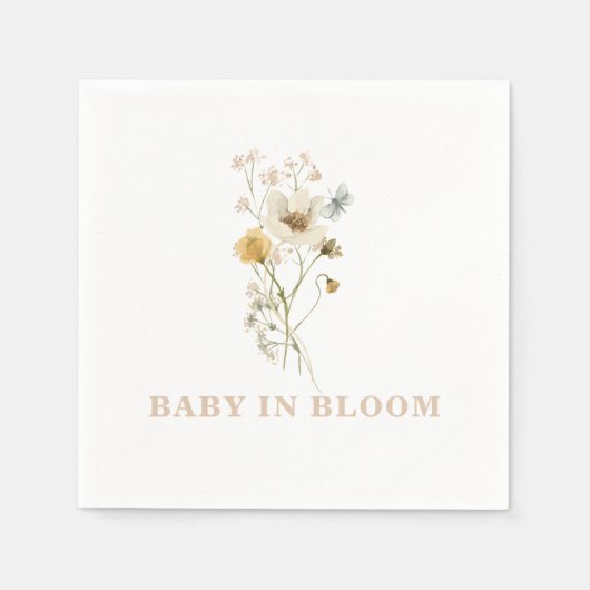 Baby in Bloom Wildblume Elegant boho Babydusche Serviette (Vorderseite)