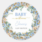 Baby in Bloom Wildblume Elegante Baby-Dusche Runder Aufkleber (Vorderseite)
