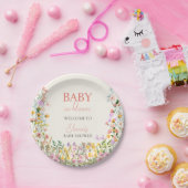Baby in Bloom Wildblume Elegante Babydusche Pappteller (Party)