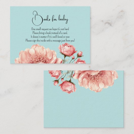 Baby in Bloom Wildblume Elegante Rosa Blauer Dusch Begleitkarte (Vorne/Hinten)