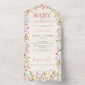 Baby in Bloom Wildblume farbenfrohe Babydusche All In One Einladung (Innen Boden)
