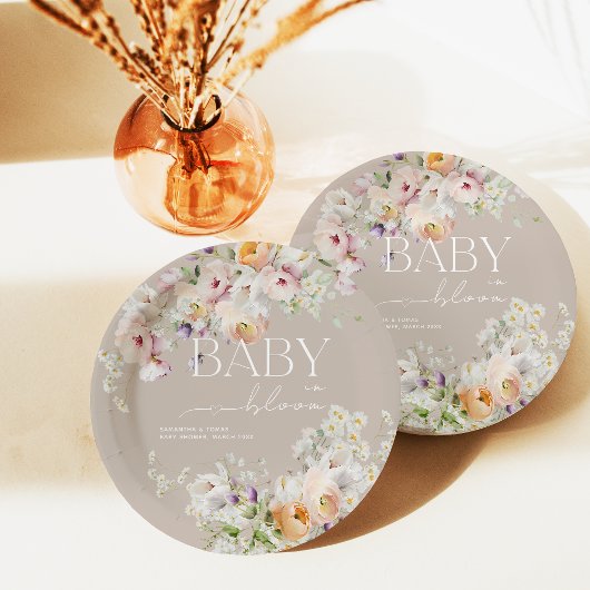 Baby in Bloom Wildblume Frühjahrsdusche Pappteller