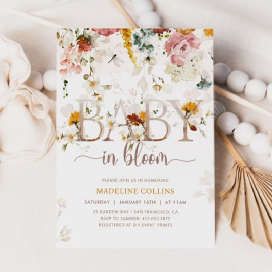 Baby in Bloom Wildblume Garden Kinderdusche Einladung