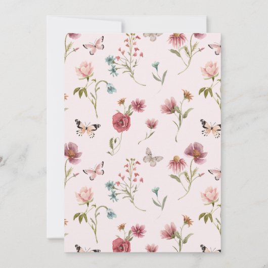 Baby in Bloom Wildblume Girl Babydusche Einladung (Rückseite)