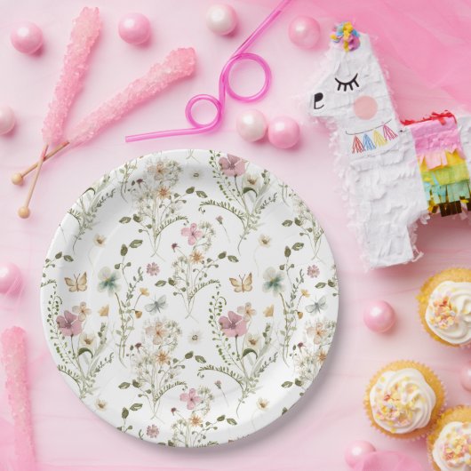 Baby in Bloom Wildblume Girl Babydusche Pappteller (Party)