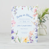 Baby in Bloom Wildblume Kinderdusche Einladung (Stehend Vorderseite)