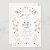 Baby in Bloom Wildblume Kinderdusche Einladung (Vorne/Hinten)