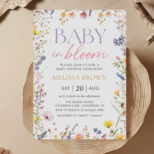 Baby in Bloom Wildblume Kinderdusche Einladung