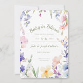 Baby in Bloom Wildblume Kinderdusche Einladung (Vorderseite)