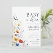 Baby in Bloom Wildblume Kinderdusche Foto QR Code Einladung (Stehend Vorderseite)
