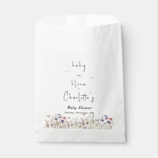 Baby in Bloom Wildblume Kinderdusche Geschenktütchen (Vorderseite)