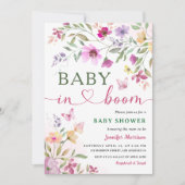 Baby in Bloom Wildblume Kinderdusche Mädchen rosa Einladung (Vorderseite)