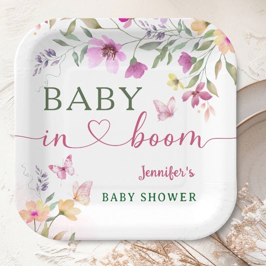 Baby in Bloom Wildblume Kinderdusche Pappteller