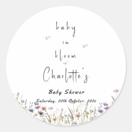 Baby in Bloom Wildblume Kinderdusche Runder Aufkleber