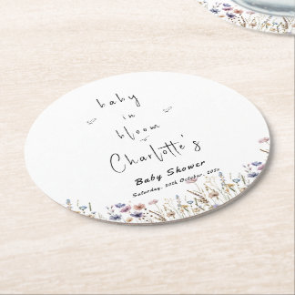 Baby in Bloom Wildblume Kinderdusche Runder Pappuntersetzer