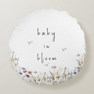 Baby in Bloom Wildblume Kinderdusche Rundes Kissen