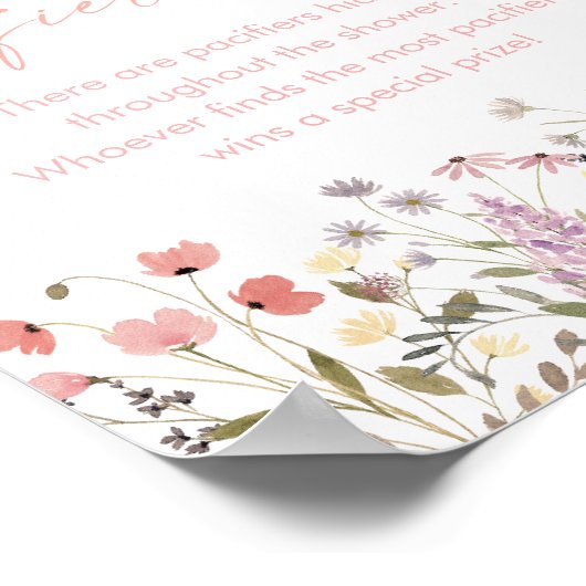 Baby in Bloom Wildblume Kinderdusche Schnuller Jag Poster (Ecke)