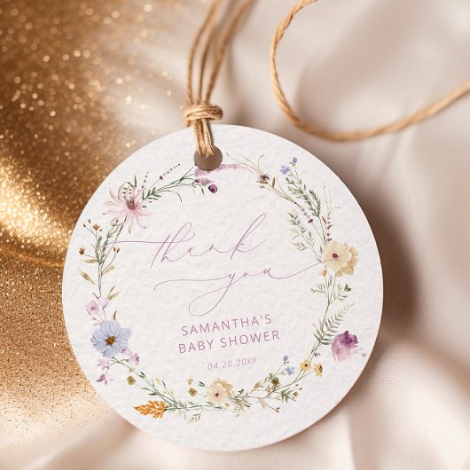 Baby in Bloom Wildblume Kinderdusche Vielen Dank Geschenkanhänger