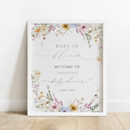 Baby in Bloom Wildblume Kinderdusche Willkommen Poster