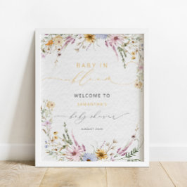 Baby in Bloom Wildblume Kinderdusche Willkommen Poster
